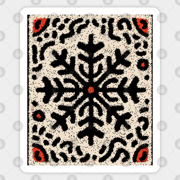 Snow Tribal Pattern – Folk Winter Illustration Magnet by TuncGK
